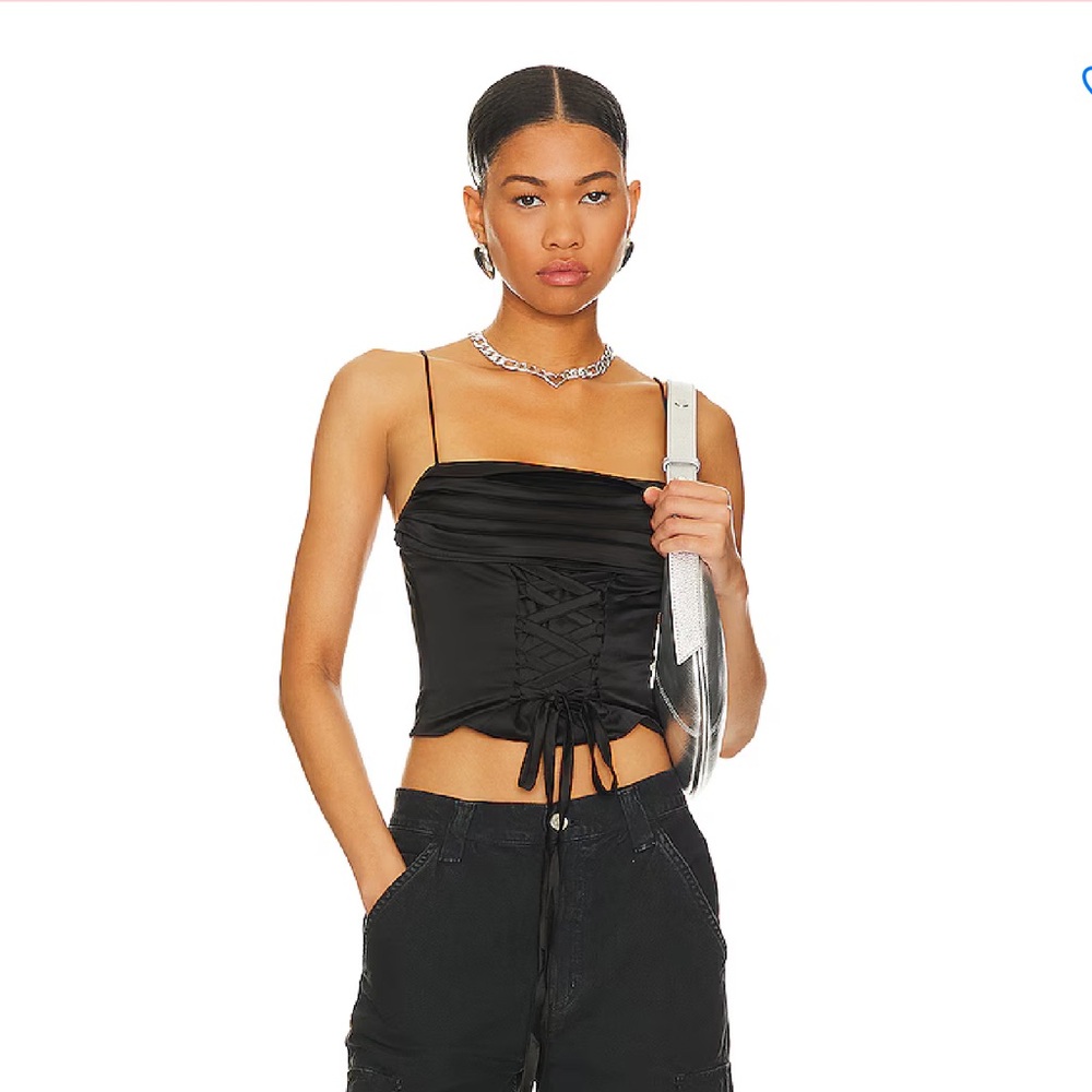 Superdown Destiny Lace Up Top, Size: M